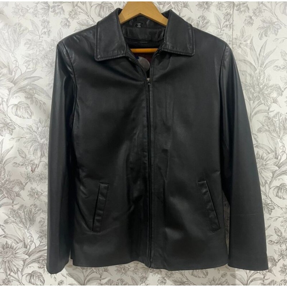 Mob Wife VTG LOBI LOBI Women's Leather Zip Jacket XL Faux Fur Lined Collared